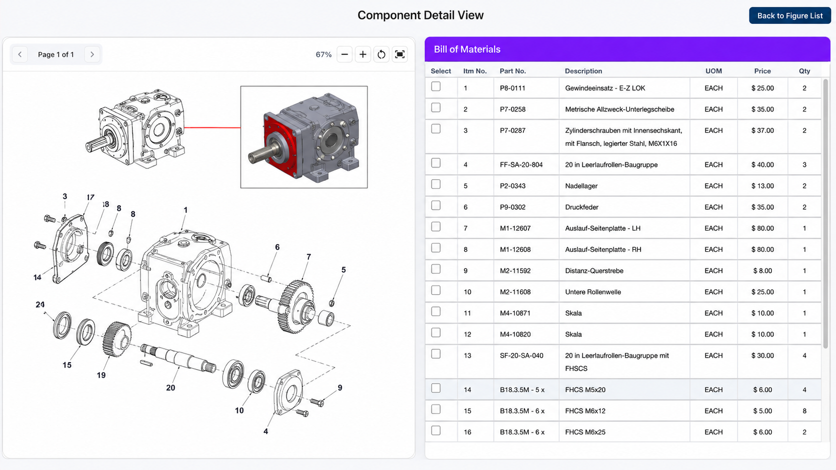 Zoomed authoring tool interface with palette, content canvas and technical editor